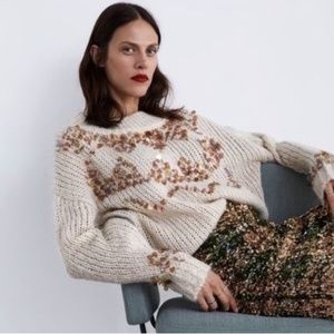 Zara large disc sequin fair isle sweater